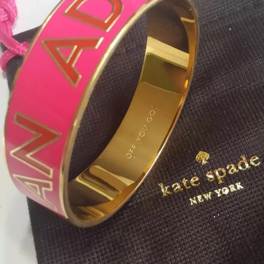 KATE SPADE ♤ NEW YORK "PLAN AN ADVENTURE / OFF YOU GO" HOT PINK BRACELET. - Picture 7 of 8